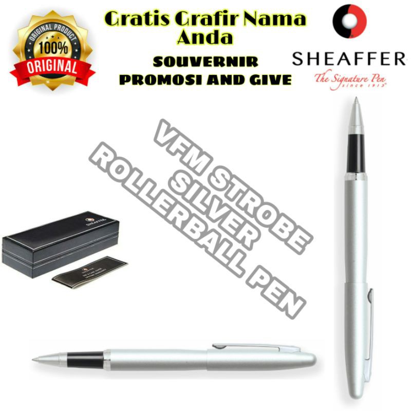 

PULPEN SHEAFFER VFM EXCESSIVE SILVER STROBE ROLLERBALL PEN ORIGINAL GRATIS GRAFIR NAMA ANDA
