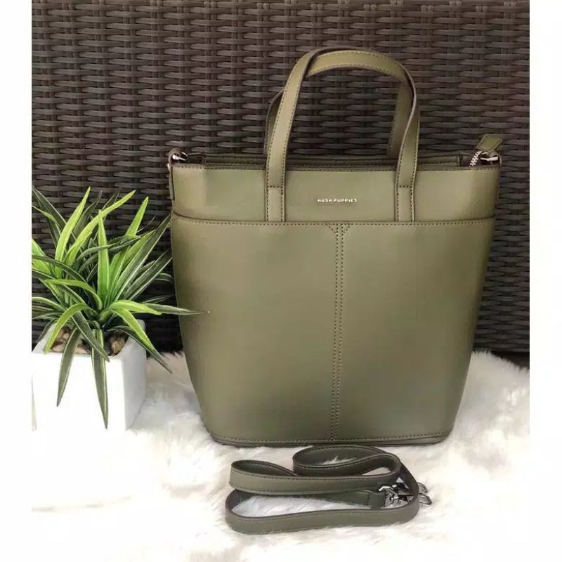 SALE Tas Hush Puppies Women's Amaya Satchel (M) Olive Ori Store
