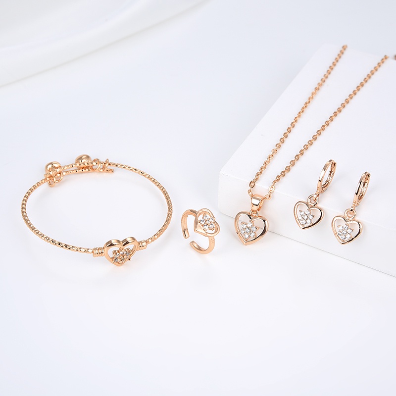 Set Perhiasan Titanium Anak Wanita Anti Lapis Emas Karat Isi Love Silver Dan Tidak Luntur Perak Pere