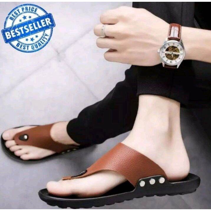 sandal japit kulit pria/wanita new tres warna Hitam,coklat,putih PREMIUM QUALITY MODEL High Quality Kasual Cowok