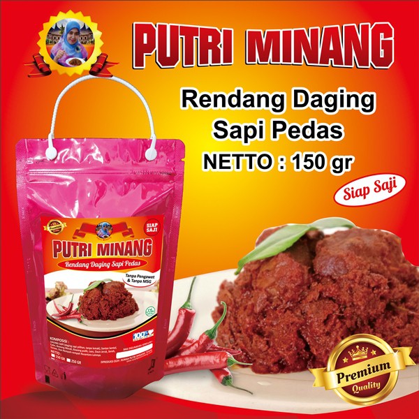 

RENDANG DAGING SAPI PEDAS 150 GR SIAP SAJI PUTRI MINANG