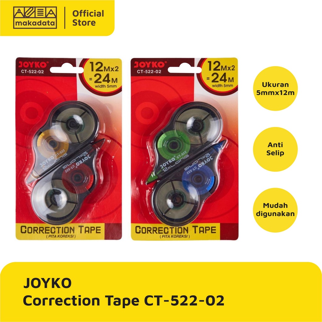 

STIPO KERTAS / TIP-EX / CORRECTION TAPE JOYKO CT-522-02 2 SET MURAH