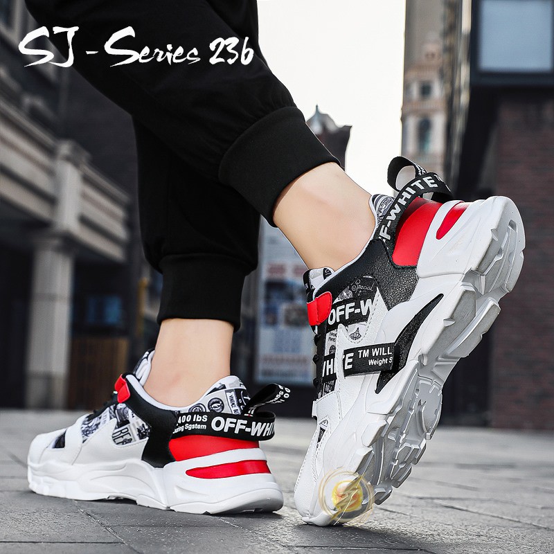 [OOS] (FREE BOX &amp; KAOS KAKI) Sepatu Sneakers Fashion Pria - Sepatu Casual Hangout Trendy Kualitas Super Premium-236-Red