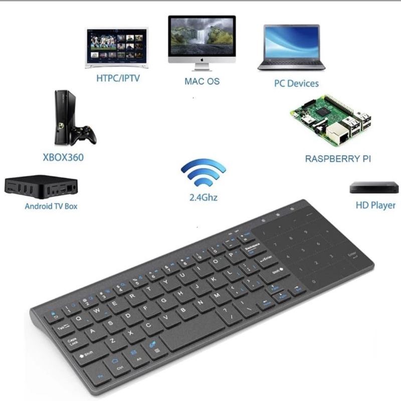 2.4Ghz Wireless Mini Keyboard Touchpad Tombol Angka X136 not logitech