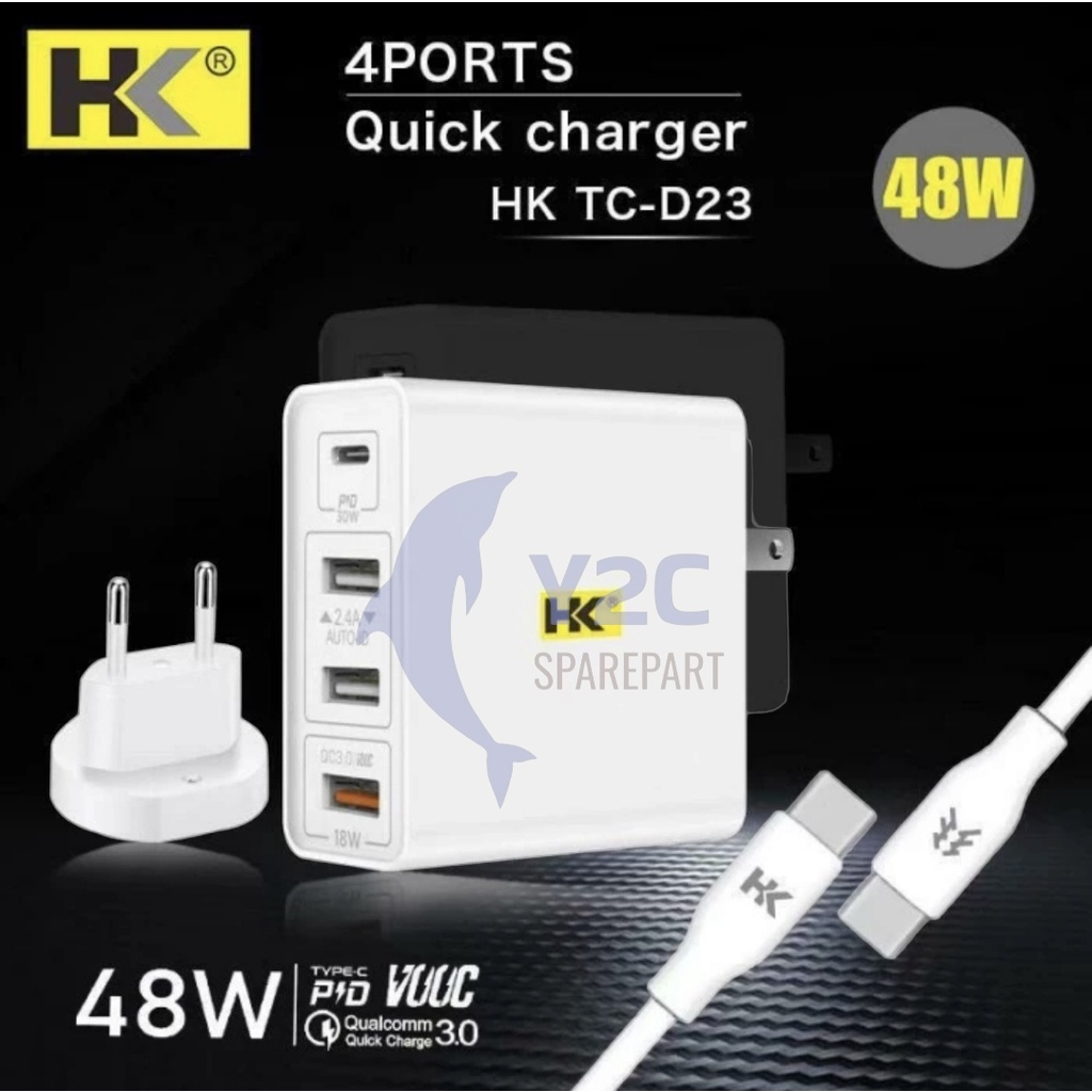 CHARGER HK D23 48W AUTO ID 3 USB FAST CHARGING VOOC QUALCOMM + C KE C / CASAN CAS