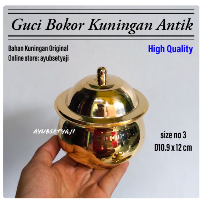 Guci Kuningan 03 (D10.9) Bokor Kuningan antik FULL BRASS SOLID no3 Tempat Dupa Ratus Wadah Air Suci 