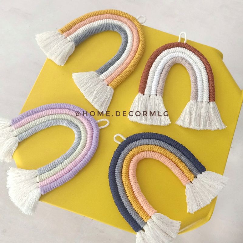 Macrame Rainbow #1 - Macrame Wall Hanging Dekorasi dinding Ambalan Rainbow Makrame Hiasan Dinding ga