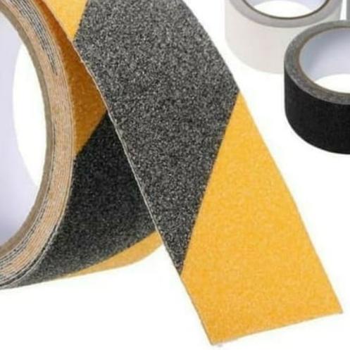 

♨ Stiker line tape safety walk - anti slip kaki kuning/Hitam 2in x 4 mtr ☏