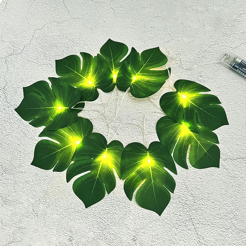 1.5/3meter LED Simulasi Turtle-back Leaf Tropical Leaves Shape Light Strings Tema Safari Anak Pesta Ulang Tahun Dekorasi Kamar Cahaya Rotan