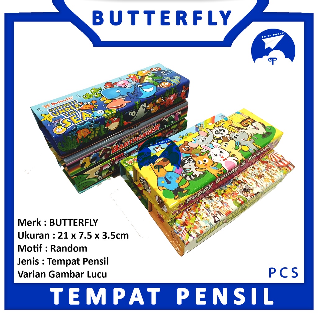 

BUTTERFLY - Tempat Pensil Motif Random Gambar Lucu - Pcs