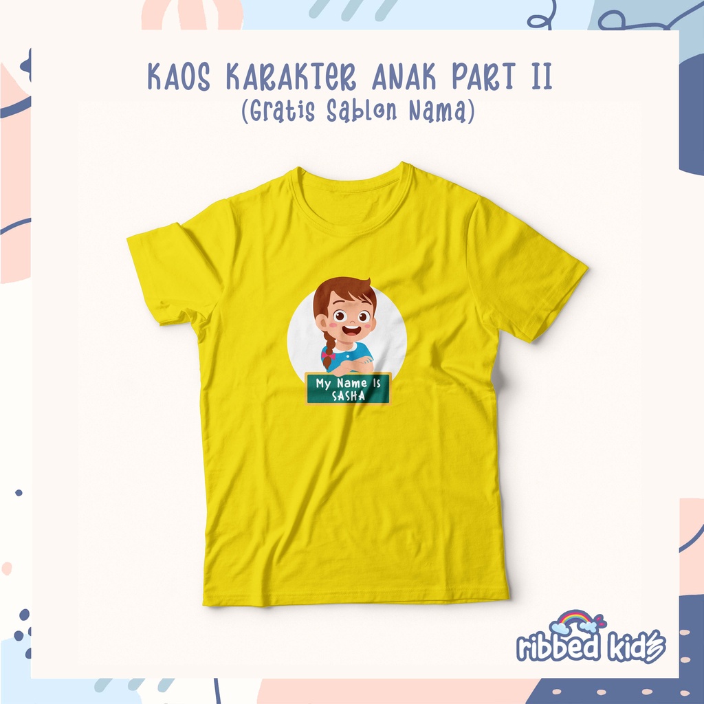 GRATIS SABLON NAMA | KAOS ANAK TEMA KARAKTER, AVATAR, ANIMASI, KARTUN, PART 2 KAOS CUSTOM ANAK  0-12TH  ATASAN KATUN COMBED 30s By Ribbedkids