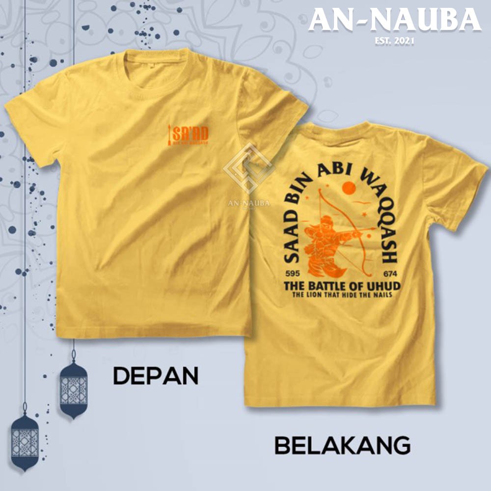 Kaos Dakwah Islami Sahabat Nabi / SAAD BIN ABI WAQQASH BATTLE UHUD / Baju Santri Muslim [AN-6328]-5