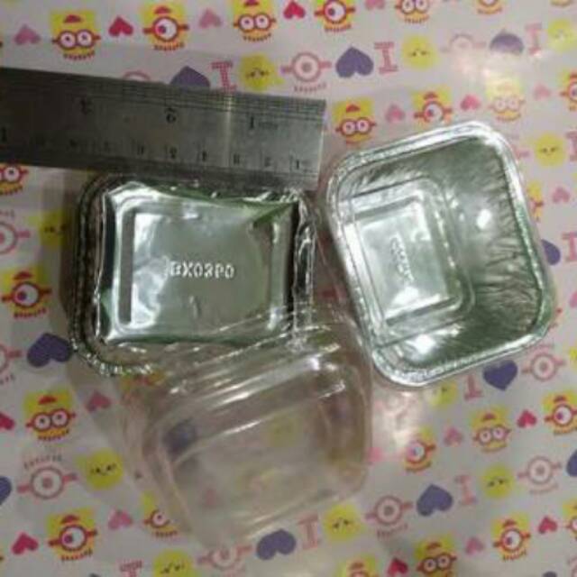 100pcs Alumunium foil cup persegi panjang + tutup