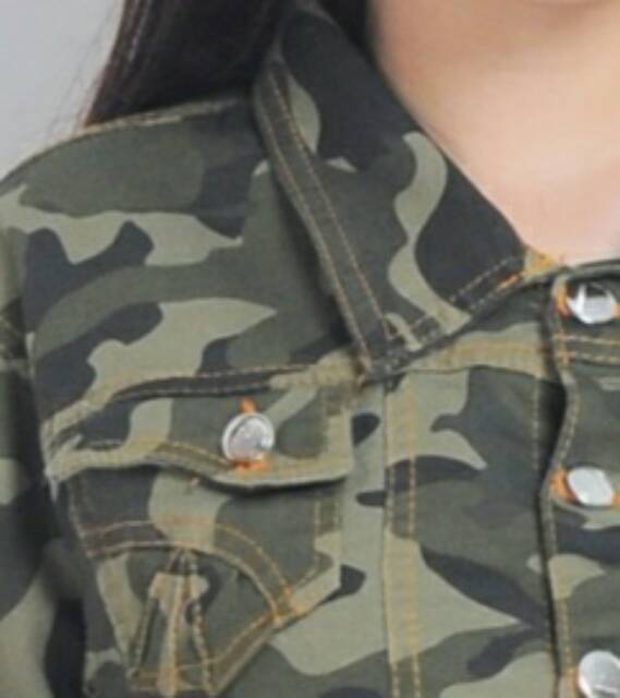 MC girl Jaket Jeans Crop Army Wanita / Jaket Jeans Loreng /Jaket Jeans Body Pendek