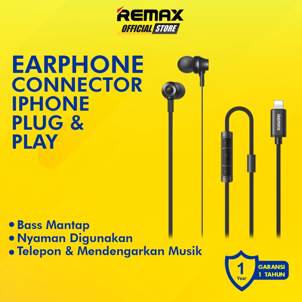 Remax RM-610DI Earphone In Ear Lightning Bass Kabel Flat Original