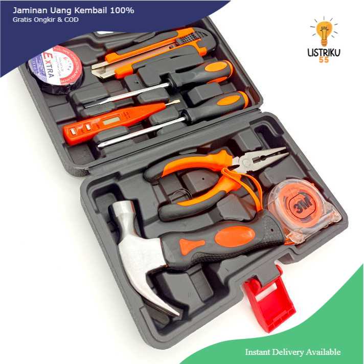 Alat Set Perkakas Tang Palu Obeng Cutter Meteran 8 in 1