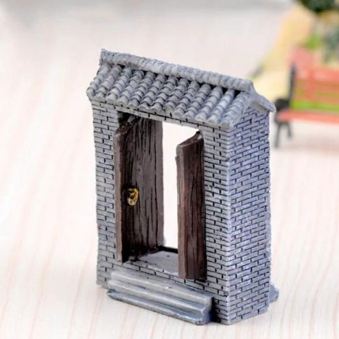@#@#@#] JJ Miniatur Rumah Pintu Gapura Untuk Bonsai Patung Dekorasi Kebun