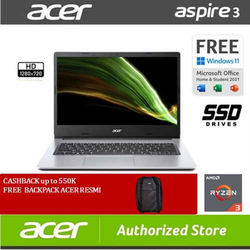 Acer Aspire 3 Slim A314-22 R3RG 8GB Ryzen 3-3250U 512GB Win11 OHS 14"