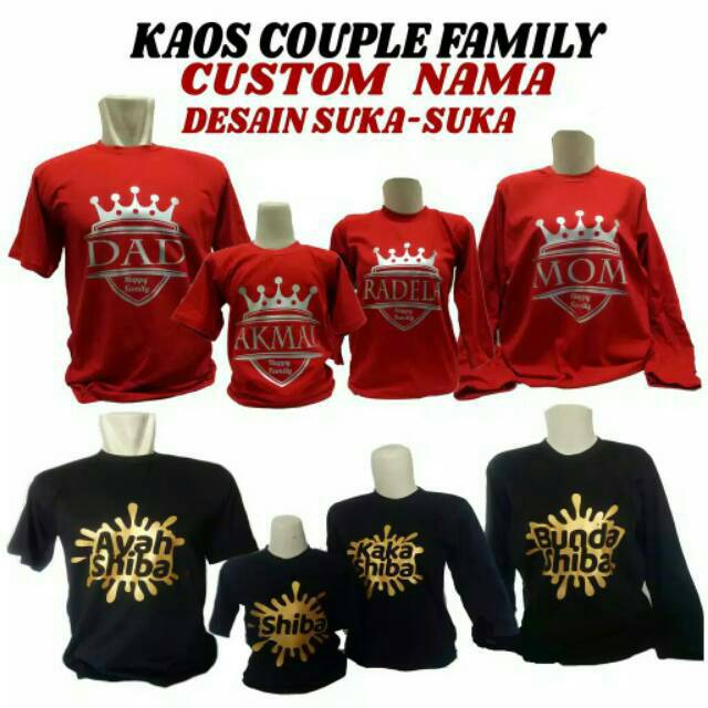 New Kaos Custom Family / Kaos Custom Anak & Dewasa / Desain Kaos Costum / Gratis Ganti Nama/Tulisan
