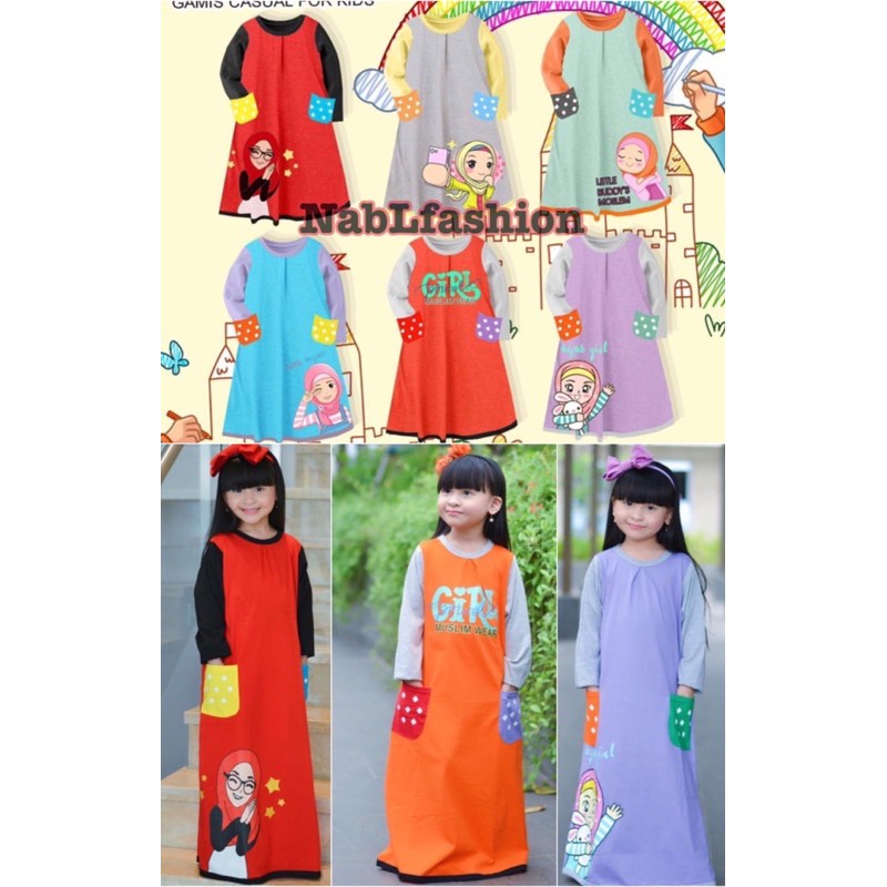 Gamis casual little buddy’s gamis casual anak usia 1-9 tahun gamis littlebuddies gamis little buddys