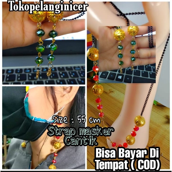 Per PCS Strap Masker - Kalung Masker - Tali Masker Kristal Premium Tali Gantungan Masker