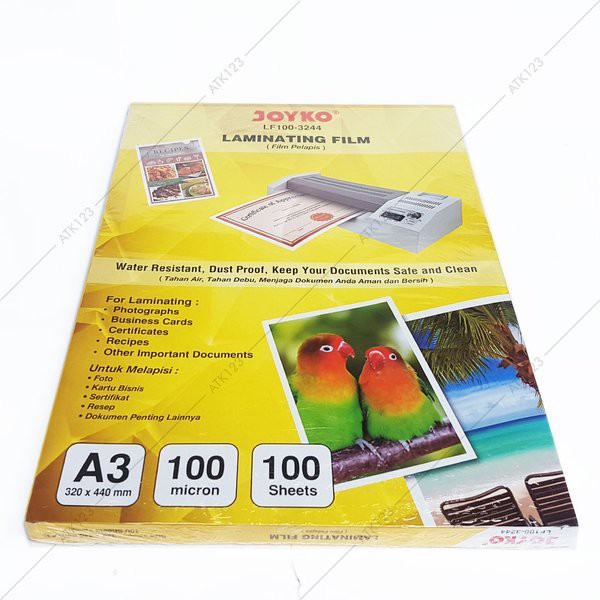 

Free Ongkir Plastik Laminasi - Laminating Film A3 100 microns - Joyko LF100-3244 Spesial