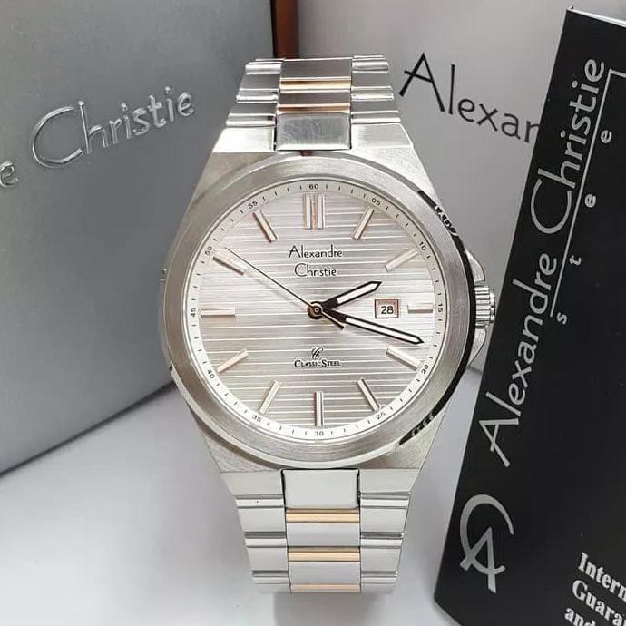 jam tangan pria/cowok alexander cristie ac8563 silver rose gold