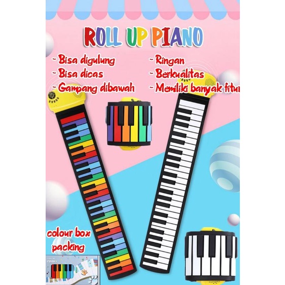 Piano ROLL Rainbow Piano anak Piano portabel 49 key