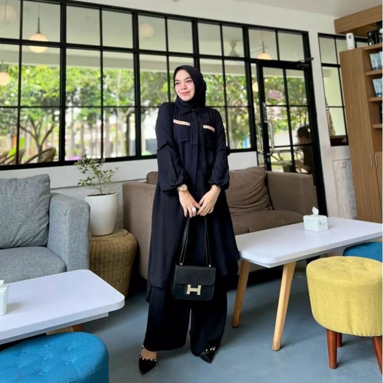 Kanaya set - tunik set / tunik setelan celana terbaru / tunik setelan / tunik setelan celana terbaru dress muslim / atasan tunik wanita / tunik wanita / tunik terbaru / one set kemeja dan celana / one set celana kulot / setelan kulot wanita kekinian / set