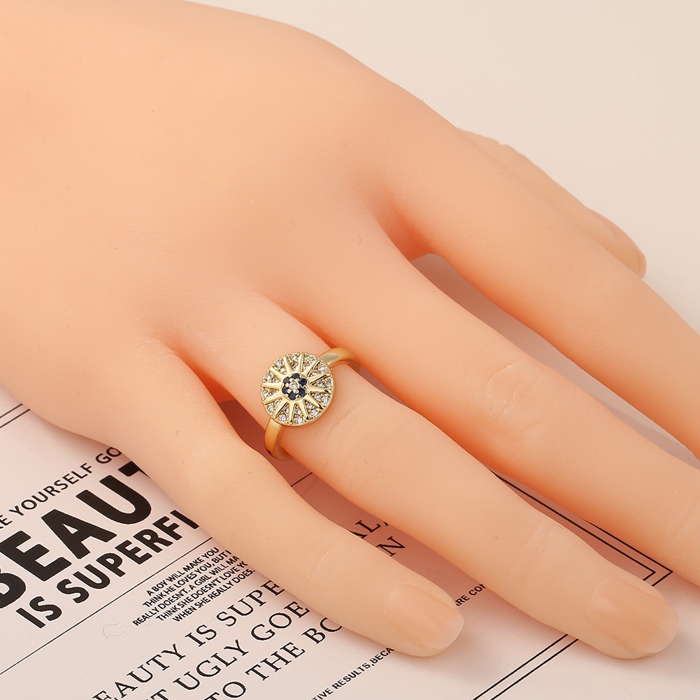 Ornamen tembaga warna round open-end zircon cincin pria dan wanita hip hop malam Perhiasan Aksesoris