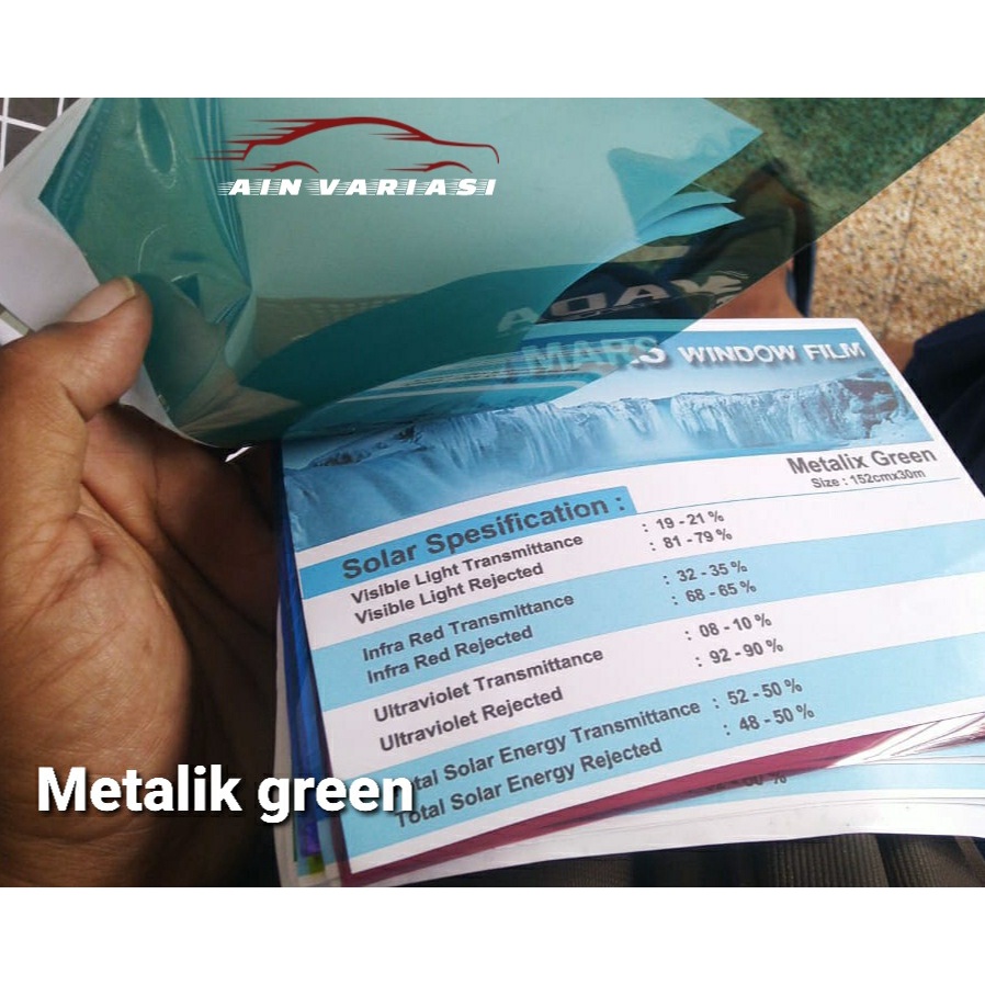 Stiker kaca film mobil merk sun mars type metalik green