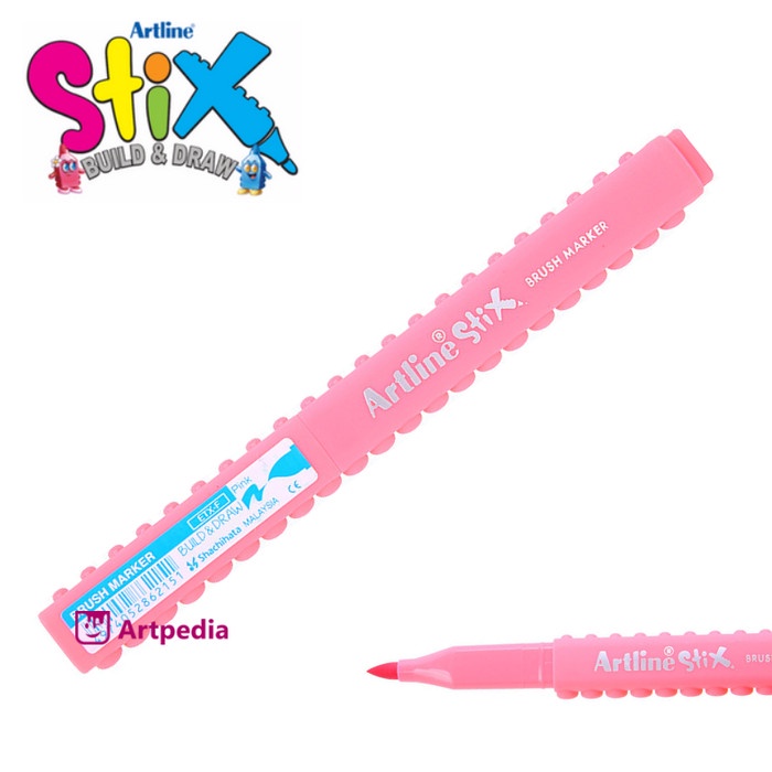 

kaligrafi-perlengkapan- artline stix brush marker - pink / brush pen -perlengkapan-kaligrafi.