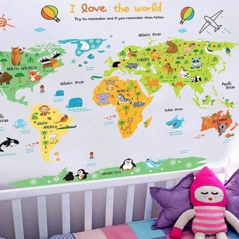 wallpaper sticker peta edukasi anak atlas stiker wallsticker dunia