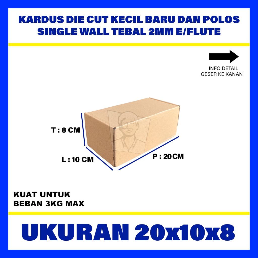 

Kardus Box Karton Polos Die Cut Uk 20x10x8