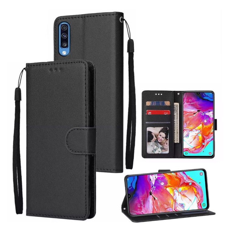 Leather flip Cover Untuk Samsung A70 - Wallet Case Kulit -Casing Flip Cover  Case Wallet Leather Fli