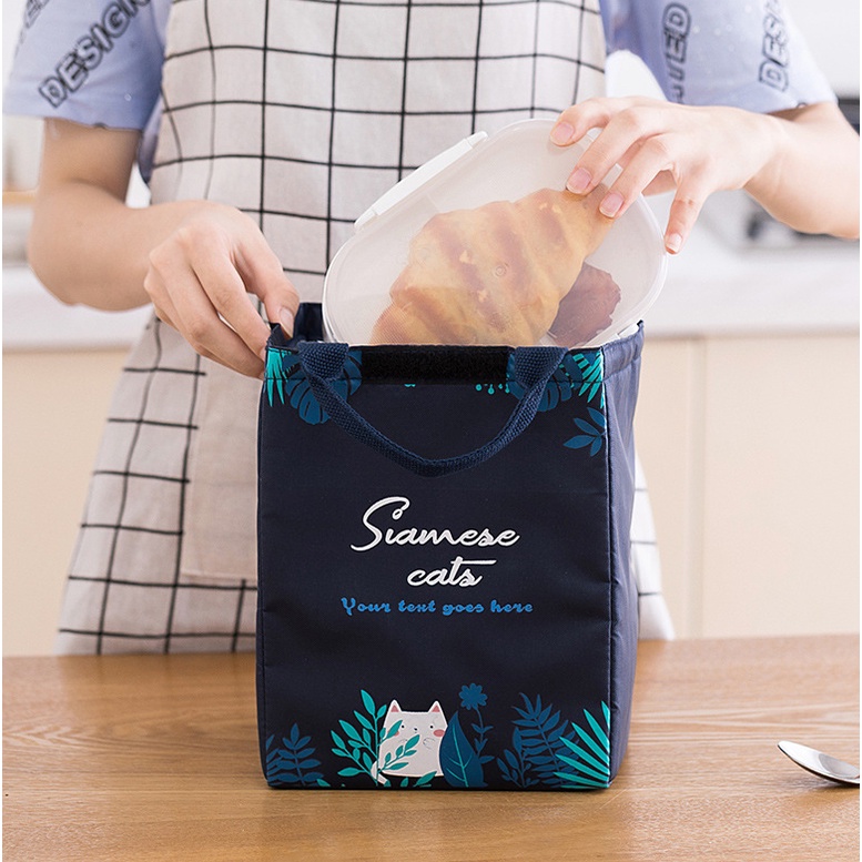 Cooler Bag  Ukuran BESAR / Tas Penyimpan Asi / Tas Bekal Canvas lunch bag Tema Navy