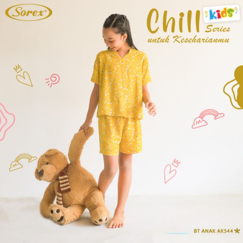 Sorex Kids AK 544 Baju Tidur baby doll Anak perempuan  1 Set Atasan + Celana Pendek Chill Series Piyama Freesize