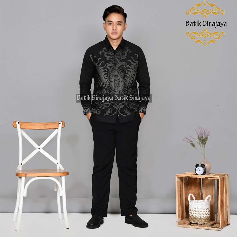 KEMEJA BATIK SLIMFIT PRIA LENGAN PANJANG BAJU BATIK COWOK LENGAN PANJANG KWALITAS PREMIUM ORIGINAL MODERN KEKINIANAN ASLI SOLO