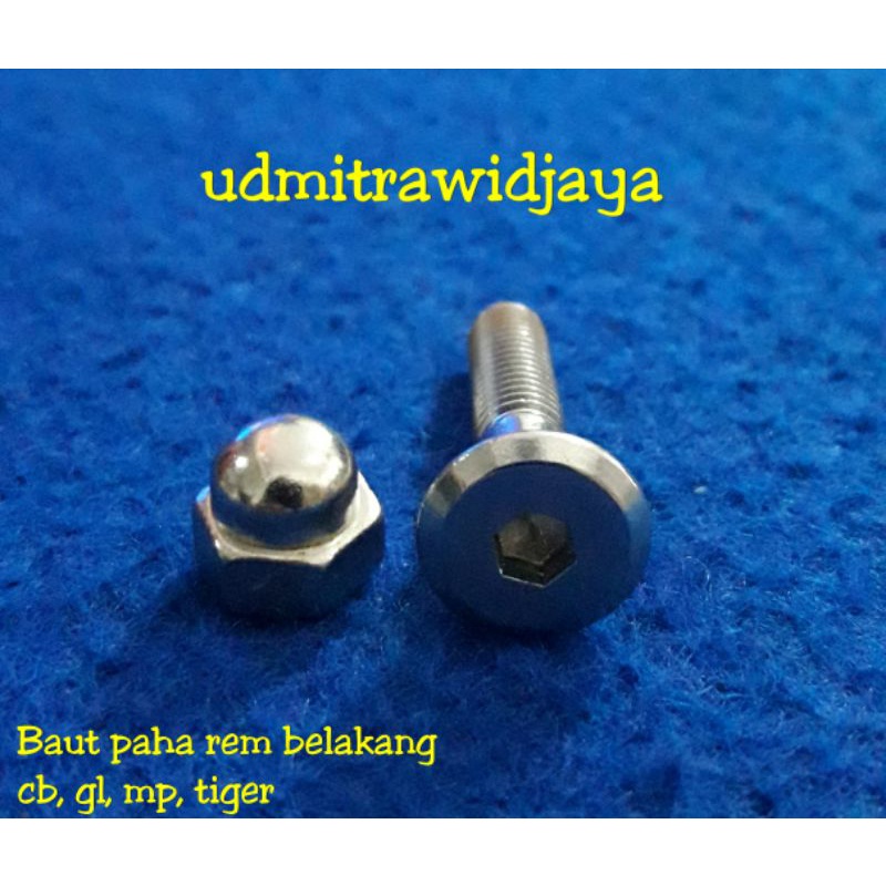 Baut paha rem belakang Cb GL Mp Tiger 1set baut dan mur topi baut dan mur paha rem belakang honda  baut variasi paha rem stainless stell baut jcbc stainless plus mur topi