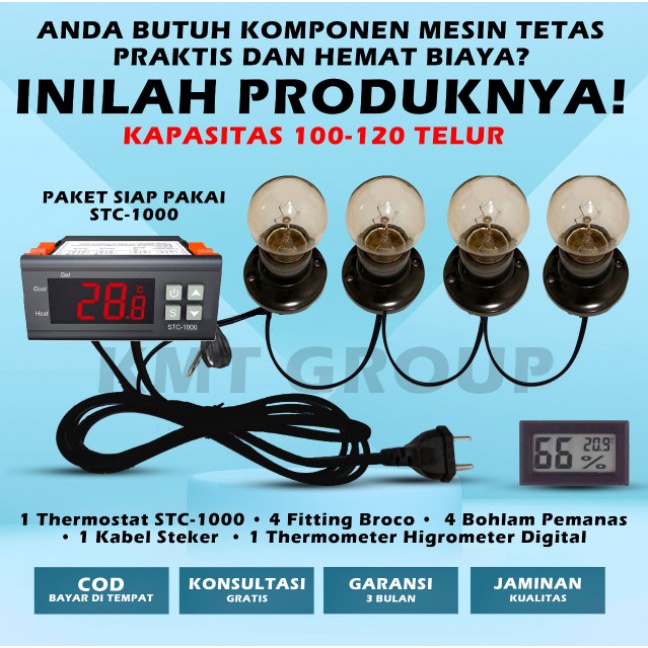 Paket Siap Pakai 4P THD STC Thermostat Termostat Pemanas Thermo-Hygrometer Mesin Tetas Telur