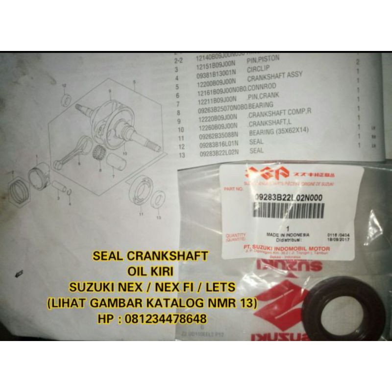 SEAL ASKRUK KIRI CRANKSHAFT OIL KIRI SUZUKI NEX / NEX FI / LETS ORI SGP