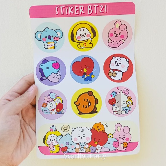 STIKER BT21 BTS STICKER TEMPELAN BUKU LABEL NAMA BUKU TATA KOYA COOKY SHOOKY MANG RJ