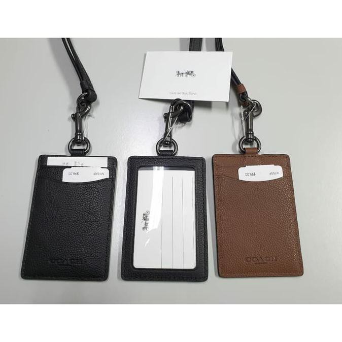 

✨ BISA COD ✨ Coach Signature ID Tag Lanyard Original - Premium Leather - Hitam GRATIS ONGKIR