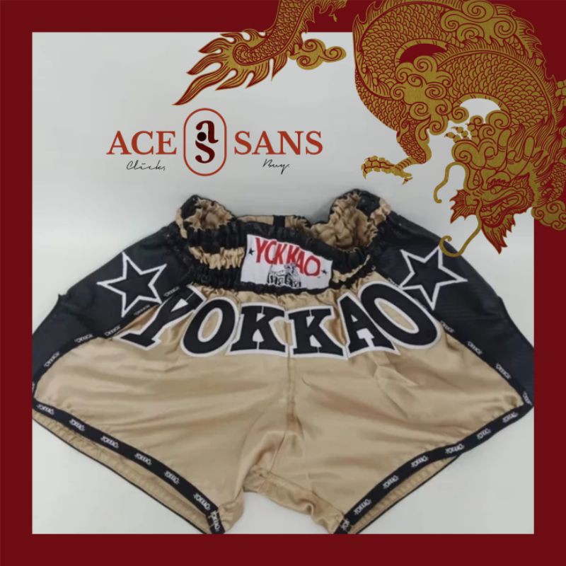 Yokkao Vintage Carbon Shorts Gold Black I Celana Boxer I Celana I Boxer I Pakaian Dalam Pria