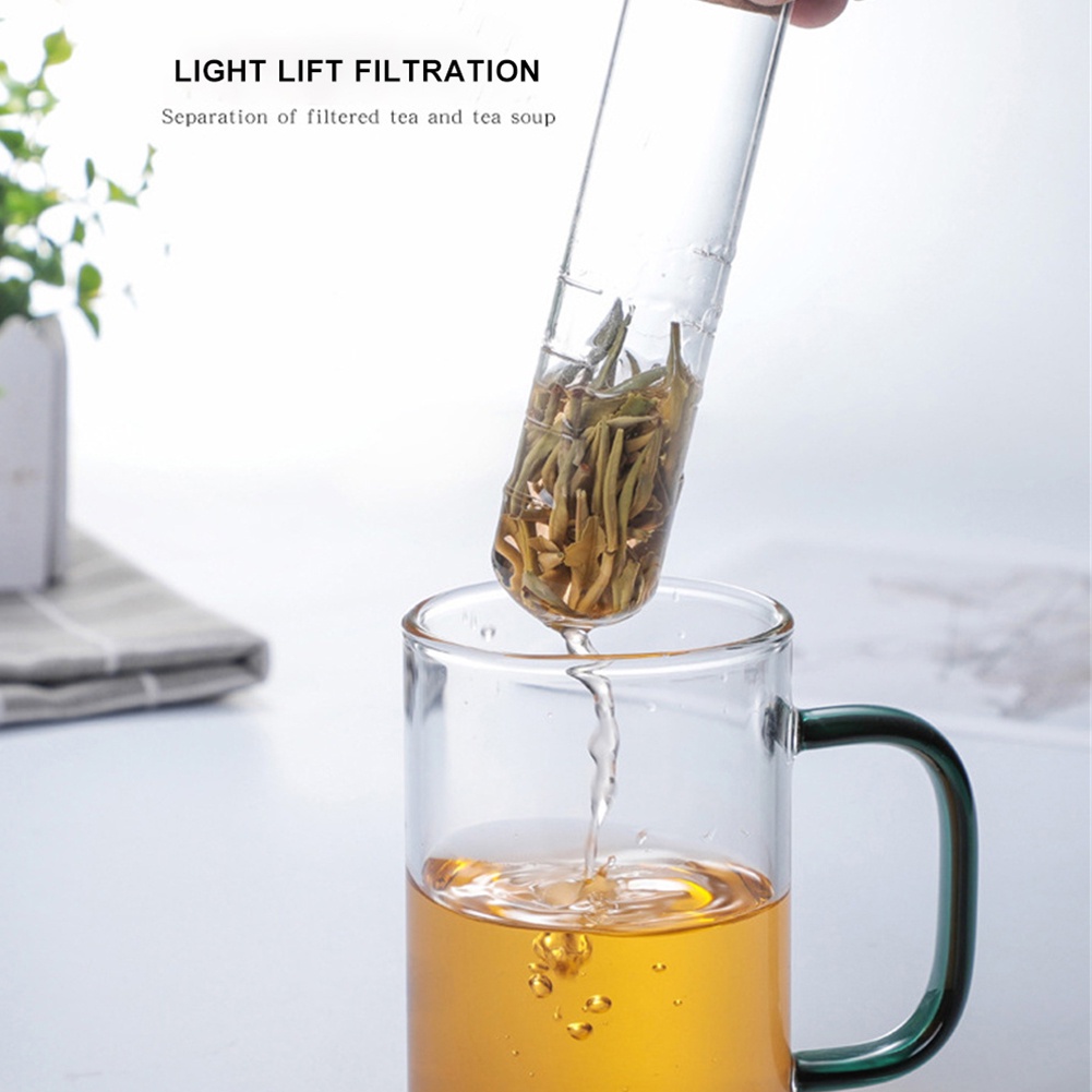 ღ Teh Infuser Kaca Tabung Pipa Teh Peralatan Saringan Kreatif Pipa Kaca Desain Filter Teh Mug Puer Teh Herbal teh Alat Aksesoris