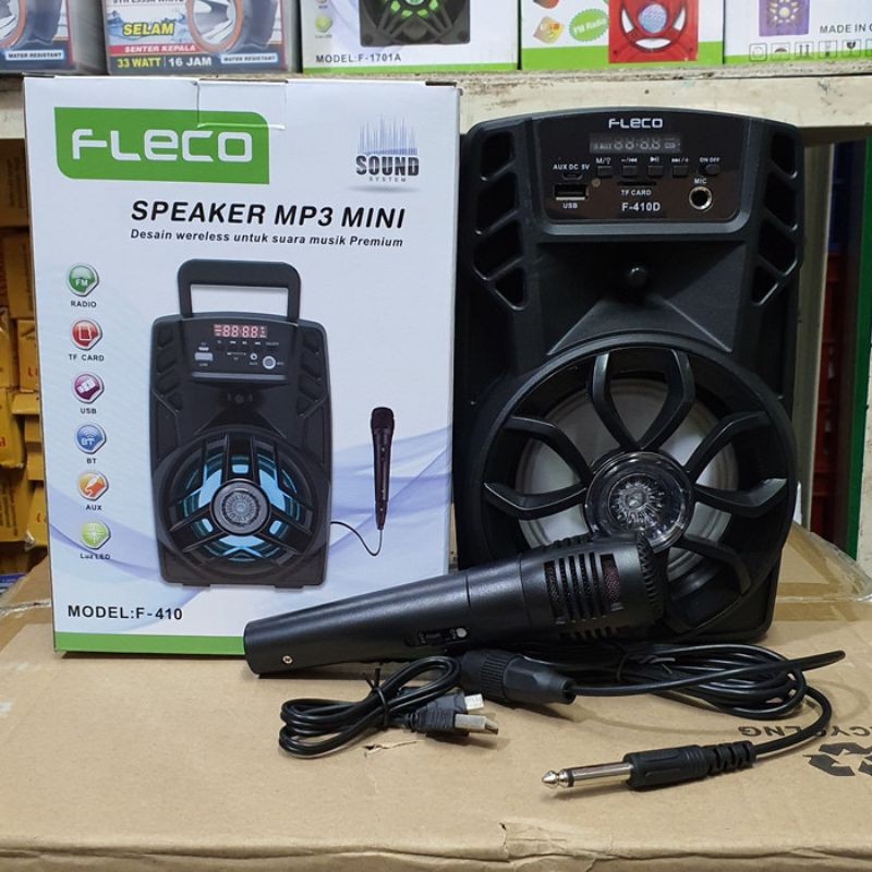 Speaker harga obral merk fleco Speaker Bluetooth Fleco F 410 + Bonus Mic