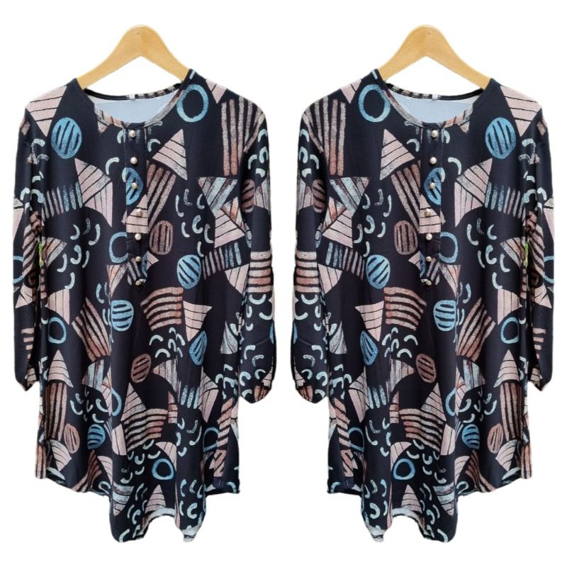 Atasan jumbo muslim wanita / Tunik jumbo motif abstrak