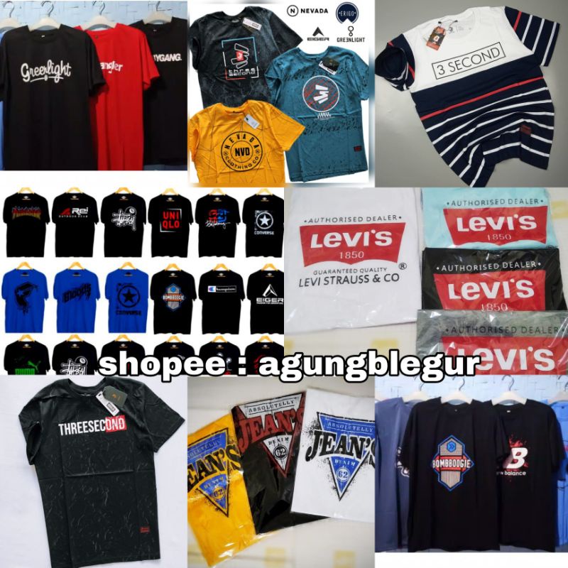 kaos baju distro murah / kaos viral pria wanita grosir / grenlight 3second levis / kaos polos keren