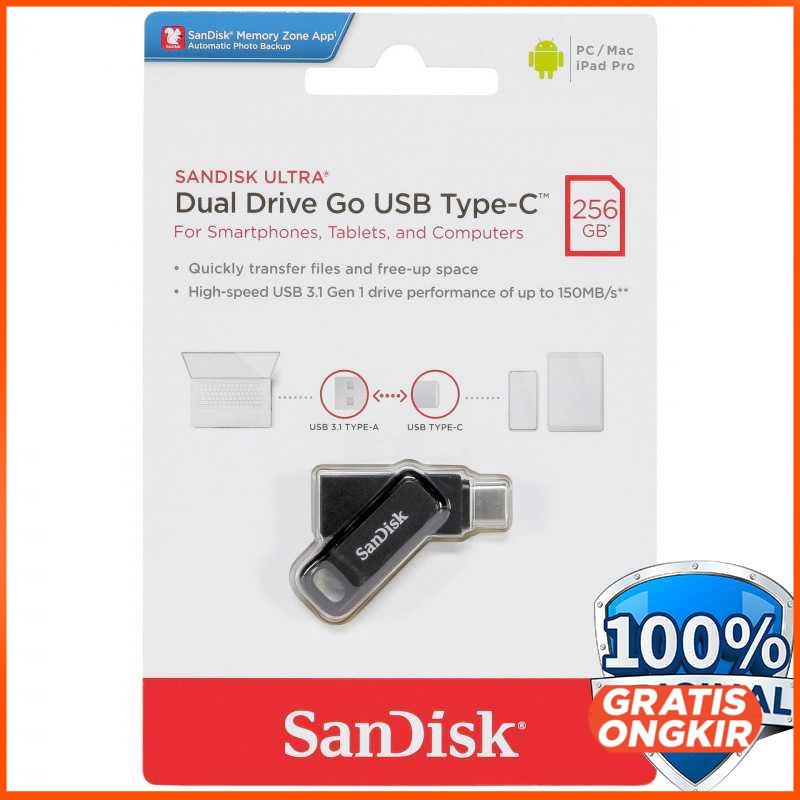 SanDisk Ultra Dual Drive Go USB Type C Flashdisk - SDDDC3 256GB