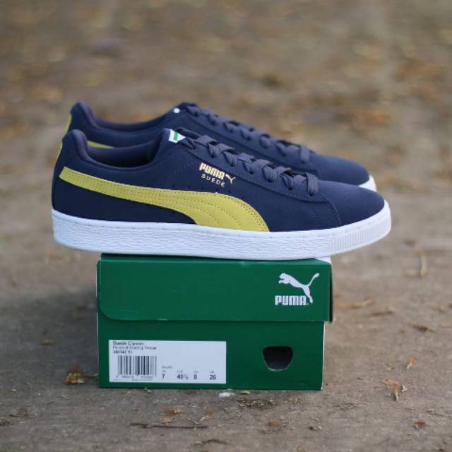PUMA SUEDE NAVY YELOW ORIGINAL BNIB